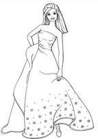 coloriage Barbie en robe de soiree